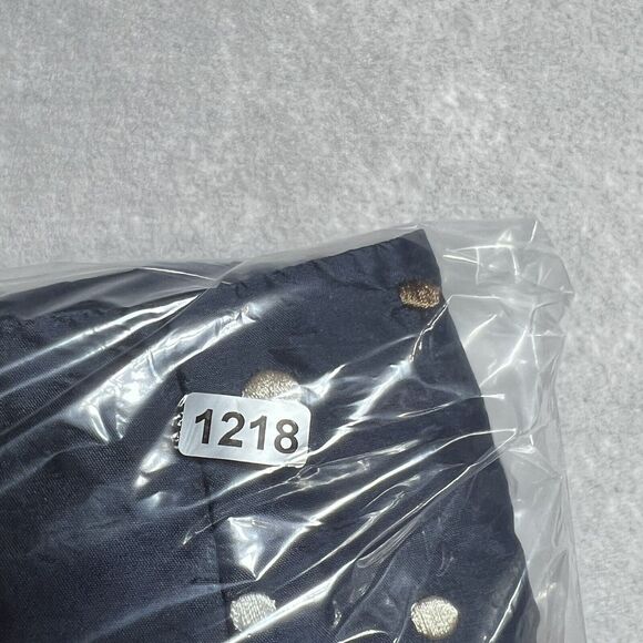 Talbots Pant Womens Size 8 Navy Tan Silver Polka Dot Ankle Straight Ankle Silk - Picture 12 of 12